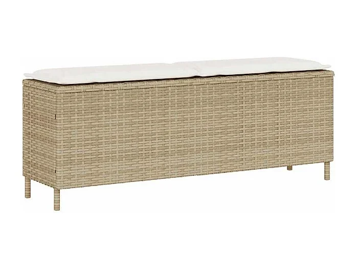 Banco de jardín con cojín beige110x30x40,5 cm ratán sintético