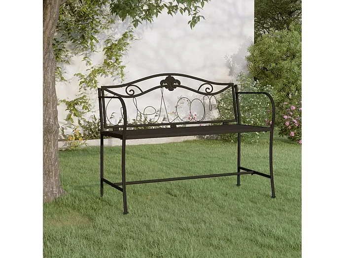 Banco de jardín de dos plazas 104 cm acero negro