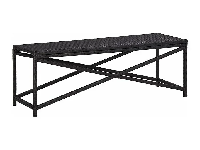 Banco de jardín de ratán sintético negro 120 cm