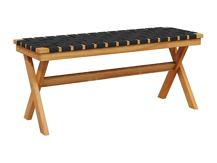 Banco de jardín madera maciza de acacia y tela negro