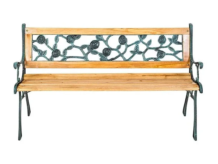 Banco de jardín mueble madera maciza metal y plástico 124 cm 2208034
