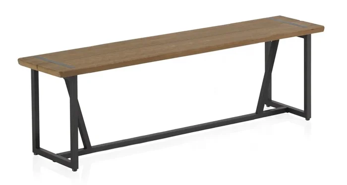 Banco Grande De Metal Con Asiento De Madera