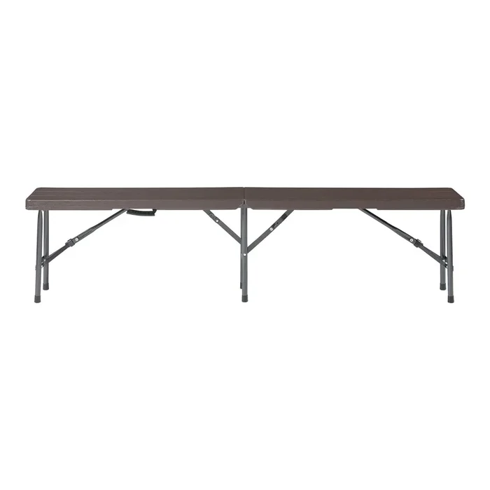 Banco plegable Lillestrøm para 4 personas metal/plástico 180x25x43cm – Efecto madera [en.casa]