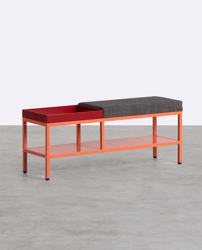 Banco Zapatero con Almacenaje de Acero Laminado Bruck Naranja Terra – The Masie