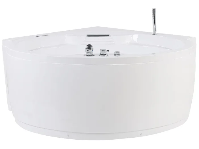 Bañera de hidromasaje LED esquinera MILANO con altavoz Bluetooth integrado 181 x 150 cm Blanco