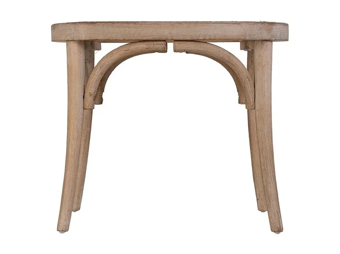 Banqueta de madera con asiento de ratán 55x37x47h cm