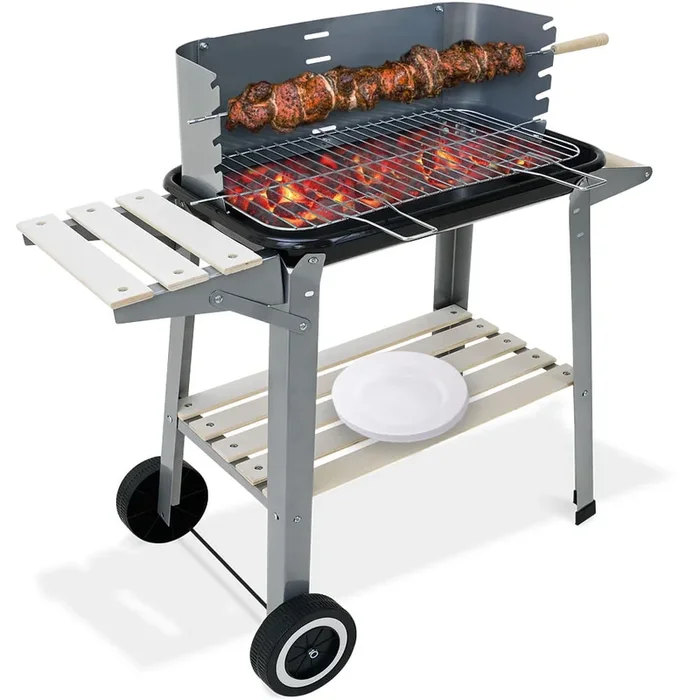 Barbacoa móvil de carbón 83x44x87cm