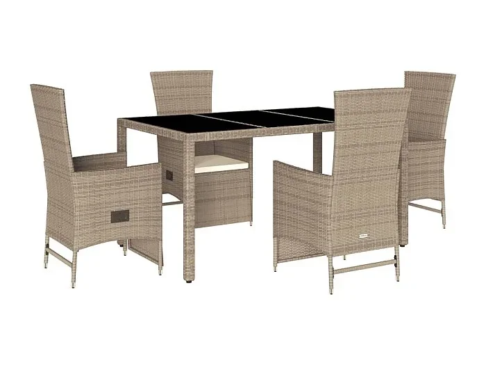 Barnesville Set comedor de jardín 5 pzas con cojines ratán sintético beige