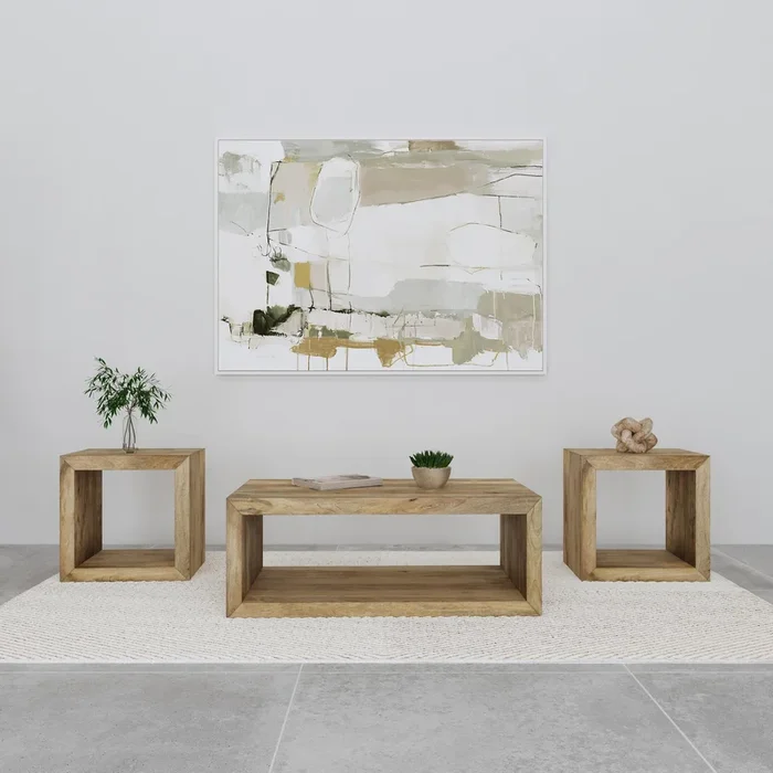 Benton Natural 3-Piece Solid Mango Coffee and End Table Set