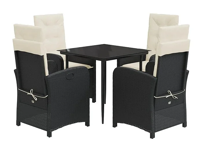 Bergen op Zoom Set de muebles jardín 5 pzas con cojines ratán sintético negro