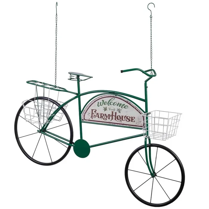 Bici decor de metal con dos cestos 134x32x85h cm