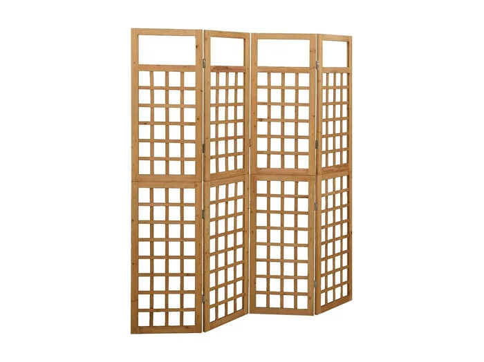 Biombo de 4 paneles de madera maciza de pino, 161 x 180 cm