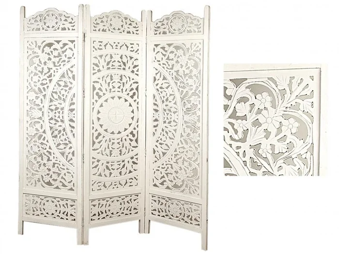 Biombo Madera Calado Blanco