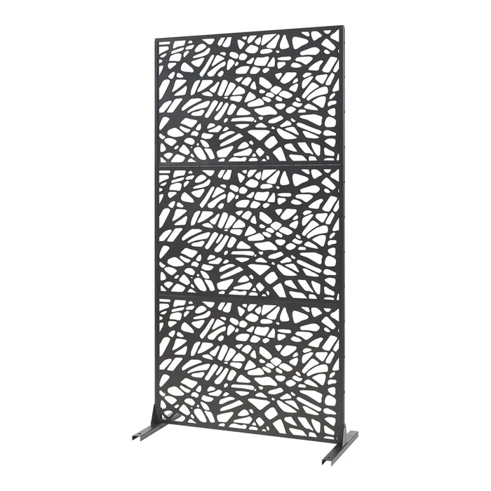 Biombo Poskind para interior acero 200x100x50cm – Negro [casa.pro]