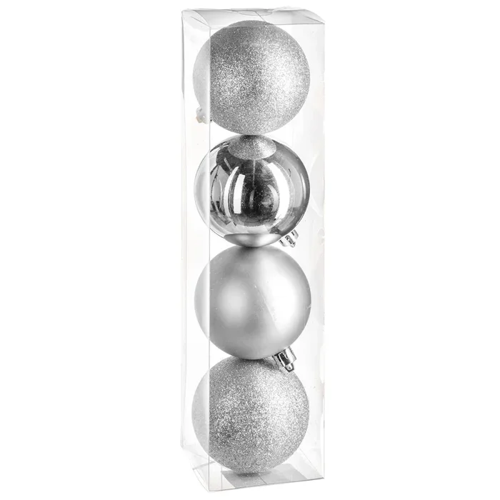 Bola de navidad 80mm x 4 plata.