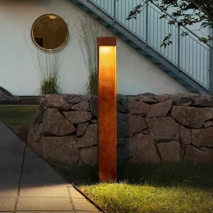 Bolardo luminoso LED Rho, color óxido, altura 100 cm, metal, IP54