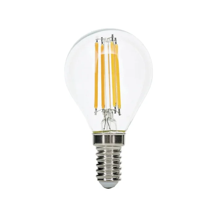 Bombilla filamento LED E14 G45 claro 6W 827 720lm atenuable