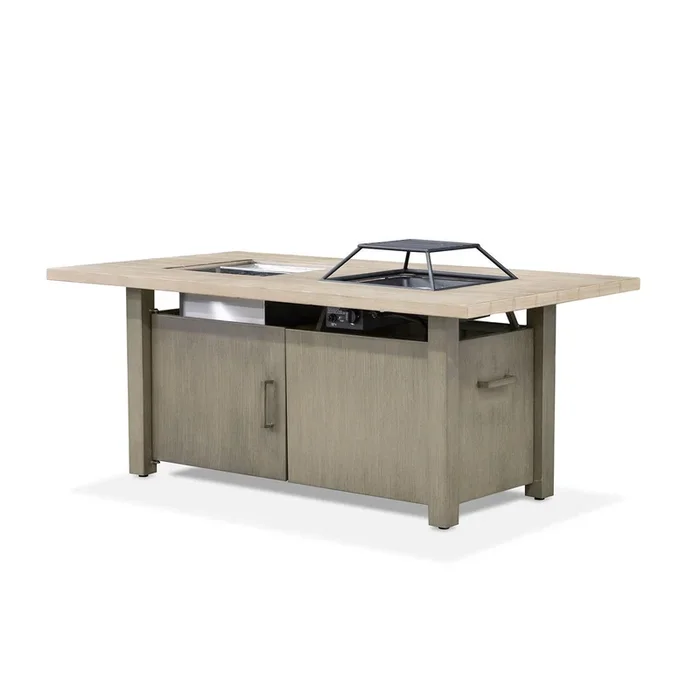 Bordeaux Brown Dining Table w/ Fire Pit & Cooler