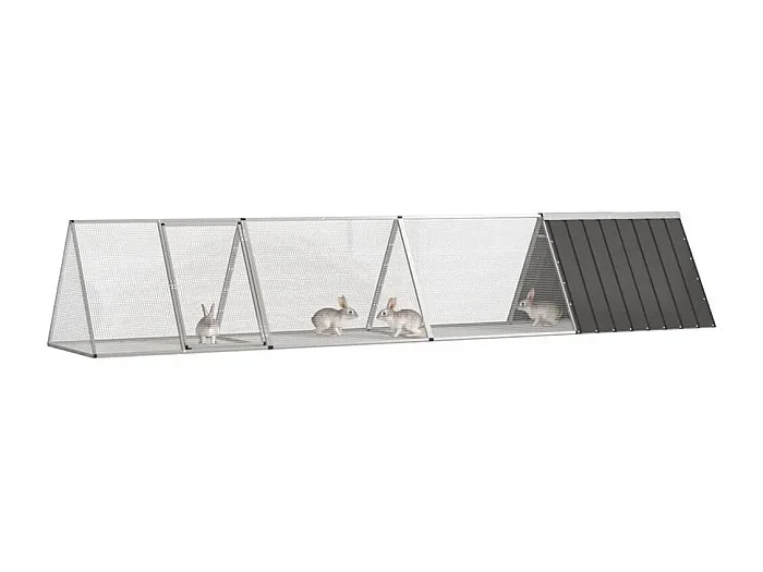 Borlänge Jaula de conejos acero galvanizado antracita 403,5×80,5×71 cm
