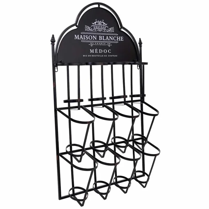 Botellero de pared de metal para 8 botellas 53x17x90h cm