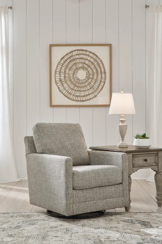 Bralynn Linen Swivel Glider Accent Chair
