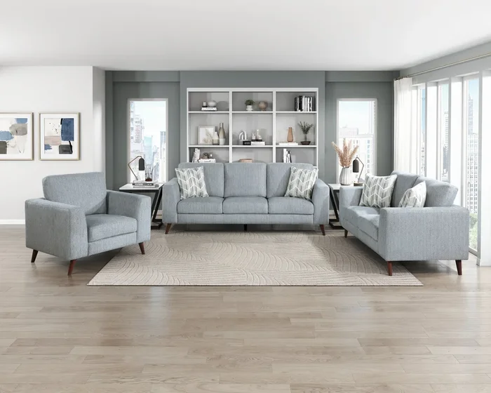 Broadway Grayish Blue Living Room Set