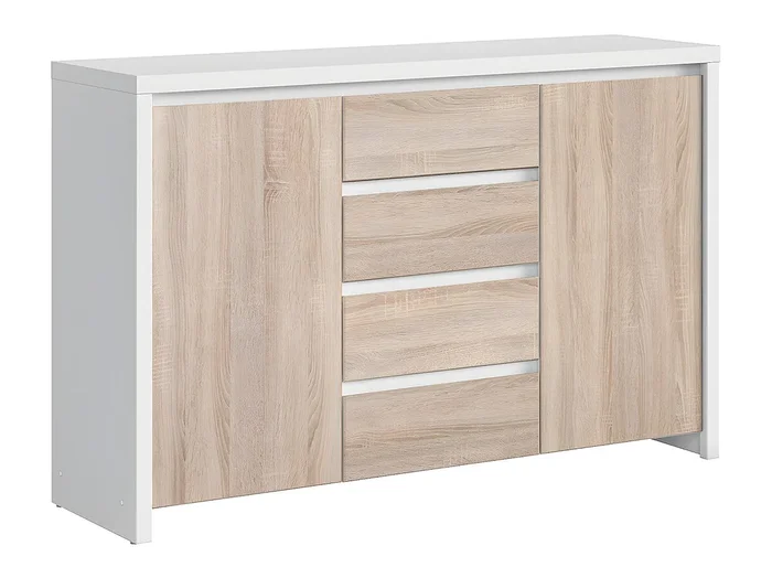 Bufé 2 puertas 4 cajones Soren Blanco y Madera