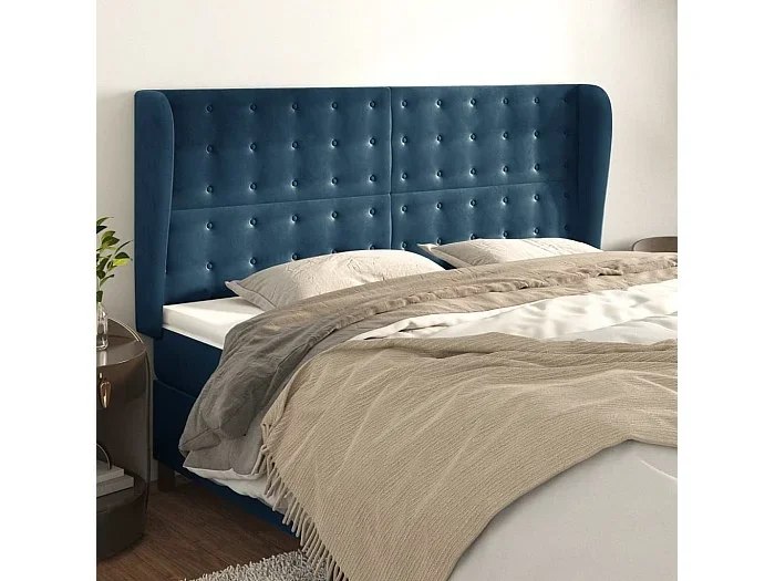 Cabecero con alas Azul oscuro 203x23x118/128 cm Terciopelo