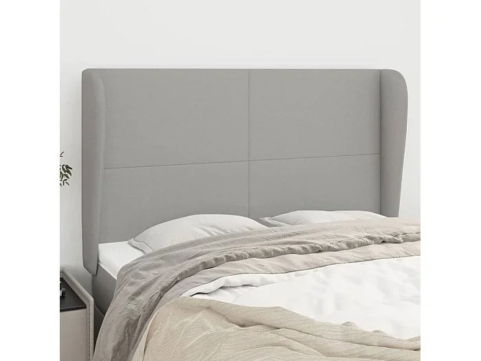 Cabecero con alas Gris claro 147x23x118/128 cm Tela