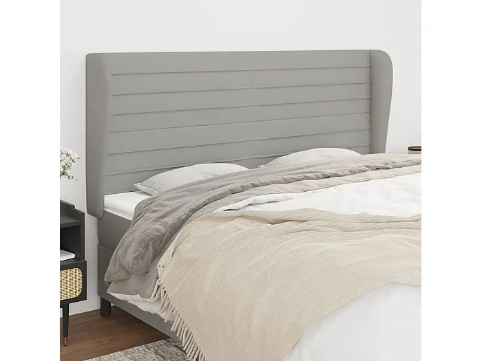 Cabecero con alas Gris claro 163x23x118/128 cm Tela