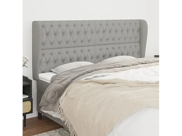 Cabecero con alas Gris claro 203x23x118/128 cm Tela
