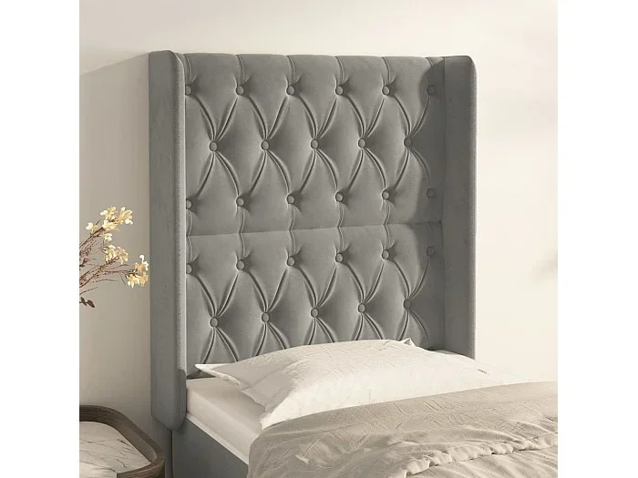 Cabecero con alas Gris claro 83x16x118/128 cm Terciopelo