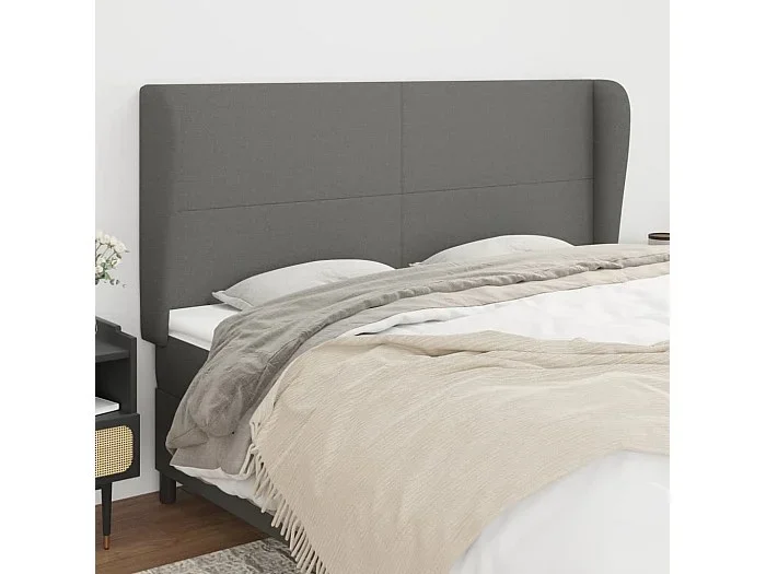 Cabecero con alas Gris oscuro 183x23x118/128 cm Tela