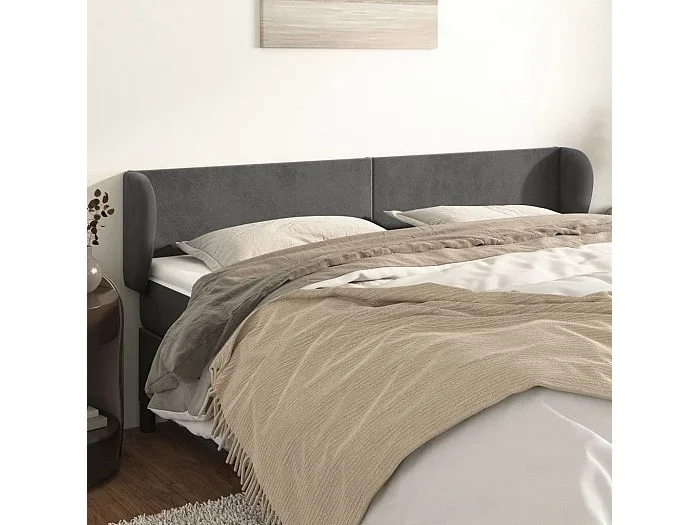 Cabecero con alas Gris oscuro 203x23x78/88 cm Terciopelo
