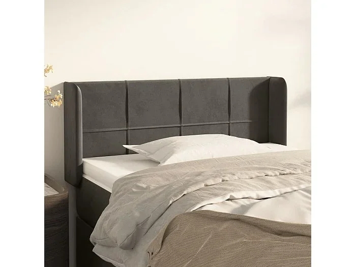 Cabecero con alas Gris oscuro 93x16x78/88 cm Terciopelo