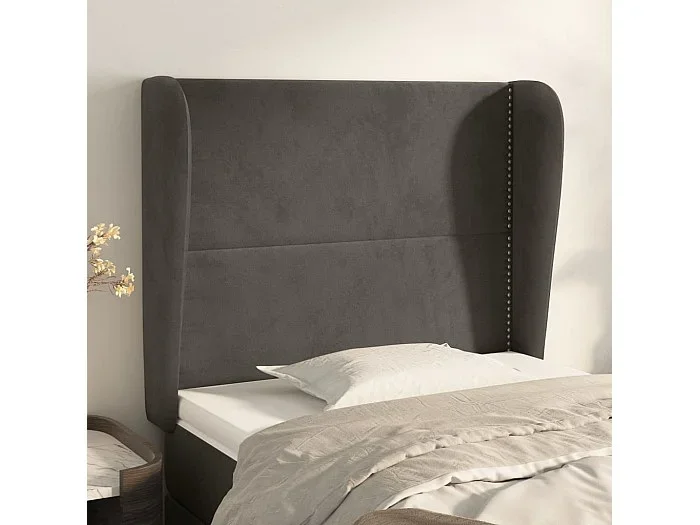 Cabecero con alas Gris oscuro 93x23x118/128 cm Terciopelo