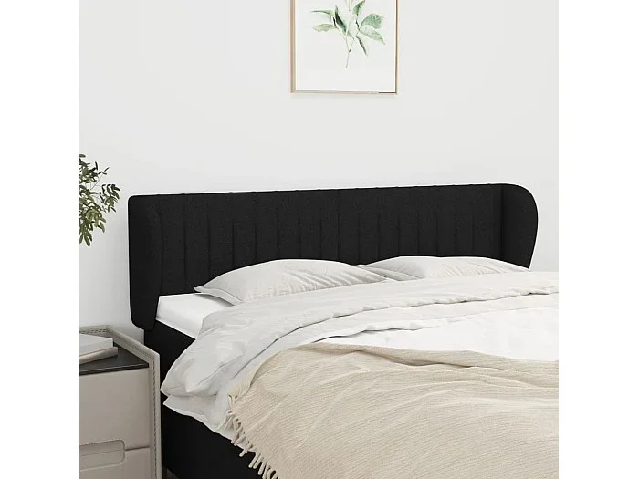 Cabecero con alas Negro 147x23x78/88 cm Tela