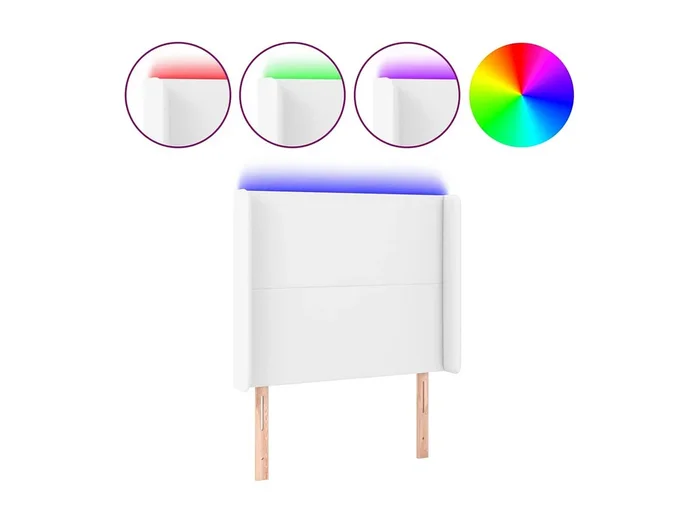 Cabecero con LED cuero sintético blanco 103x16x118/128 cm ES99713