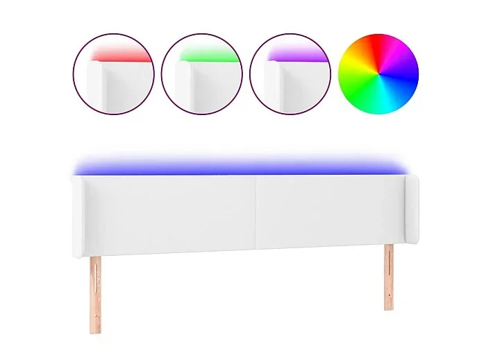 Cabecero con LED cuero sintético blanco 163x16x78/88 cm ES47709