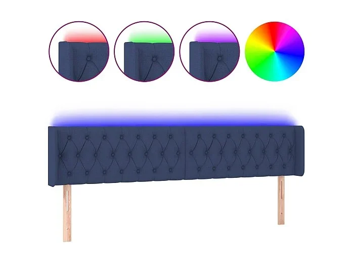 Cabecero con LED de tela azul 203x16x78/88 cm ES17970