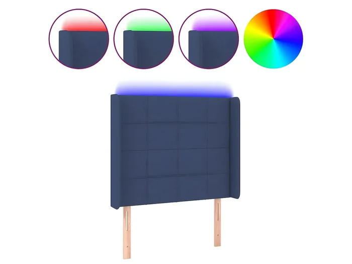 Cabecero con LED de tela azul 83x16x118/128 cm ES27689