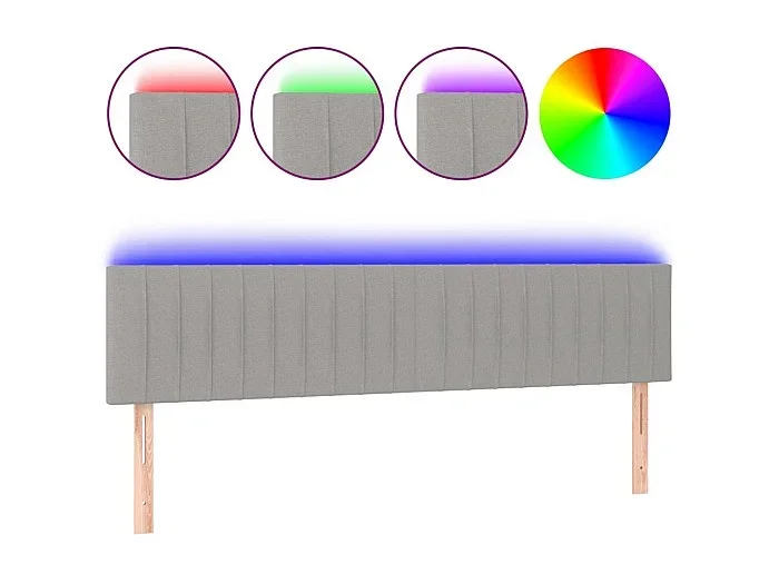 Cabecero con LED de tela gris claro 200x5x78/88 cm ES30093
