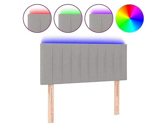 Cabecero con LED de tela gris claro 90x5x78/88 cm ES51685