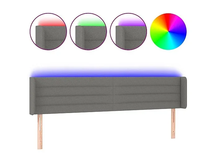 Cabecero con LED de tela gris oscuro 163x16x78/88 cm ES12524