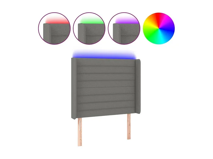 Cabecero con LED de tela gris oscuro 83x16x118/128 cm ES42657