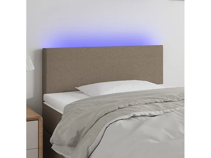 Cabecero con LED de tela gris taupe 100x5x78/88 cm