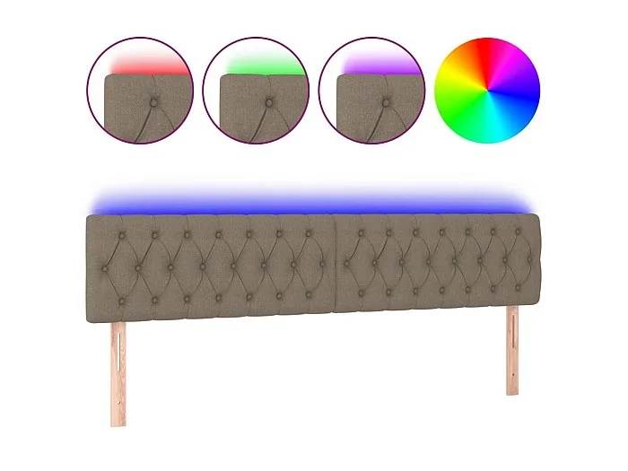 Cabecero con LED de tela gris taupe 180x7x78/88 cm ES36267