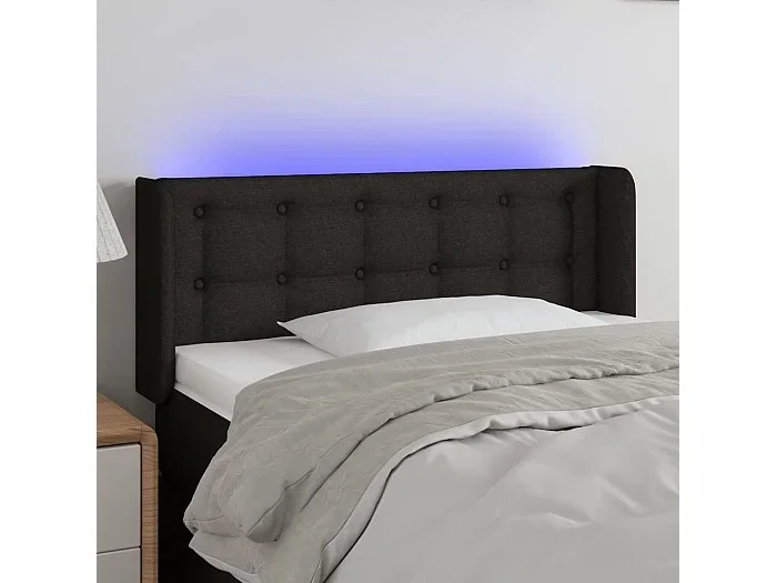 Cabecero con LED de tela negro 83x16x78/88 cm