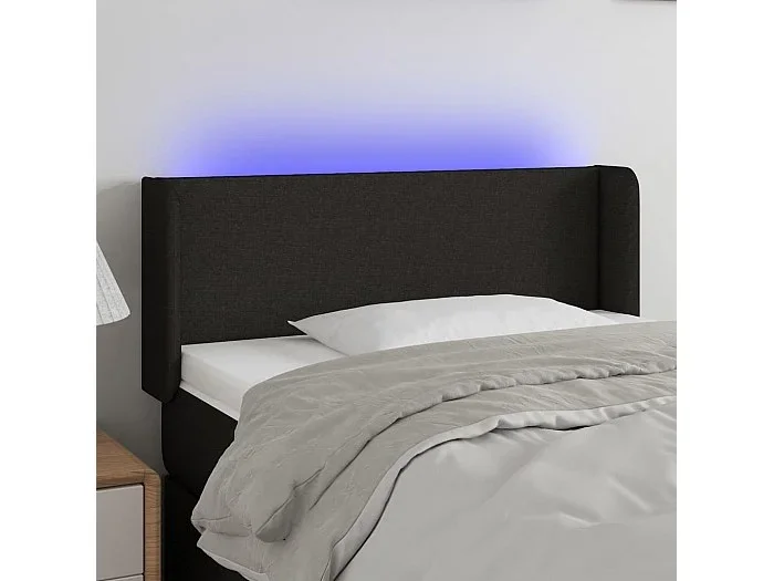 Cabecero con LED de tela negro 83x16x78/88 cm