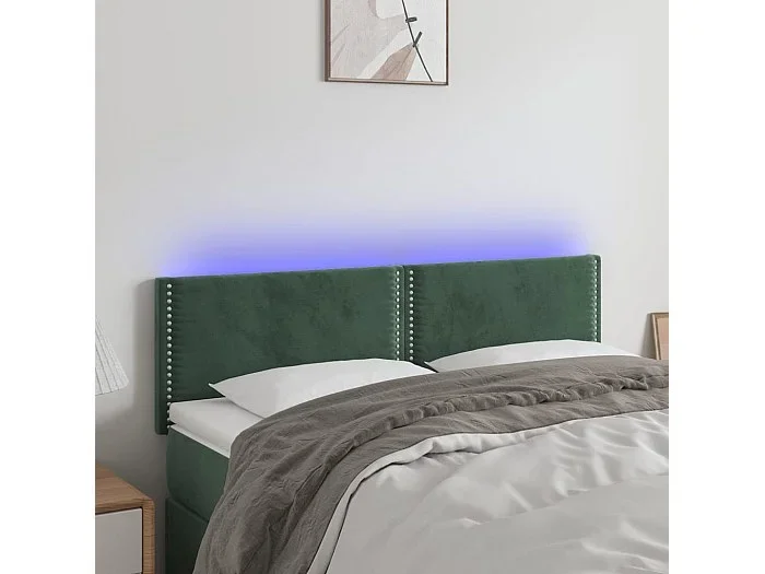Cabecero con LED de terciopelo gris oscuro 144x5x78/88 cm